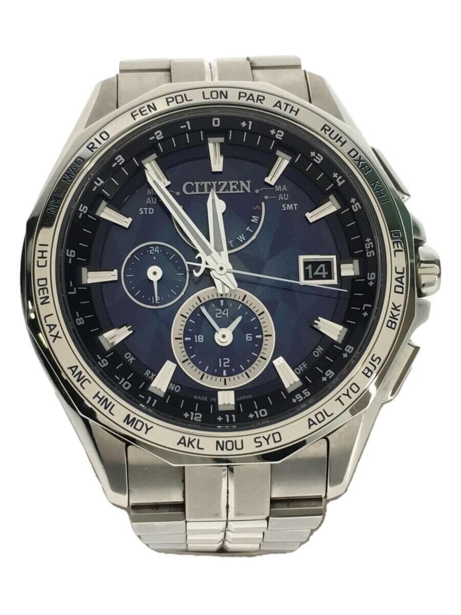 【中古】CITIZEN◆石英ウォッチ/ATTESA/アナログ/NVY/SLV/AT9098-51L【服飾雑貨他】