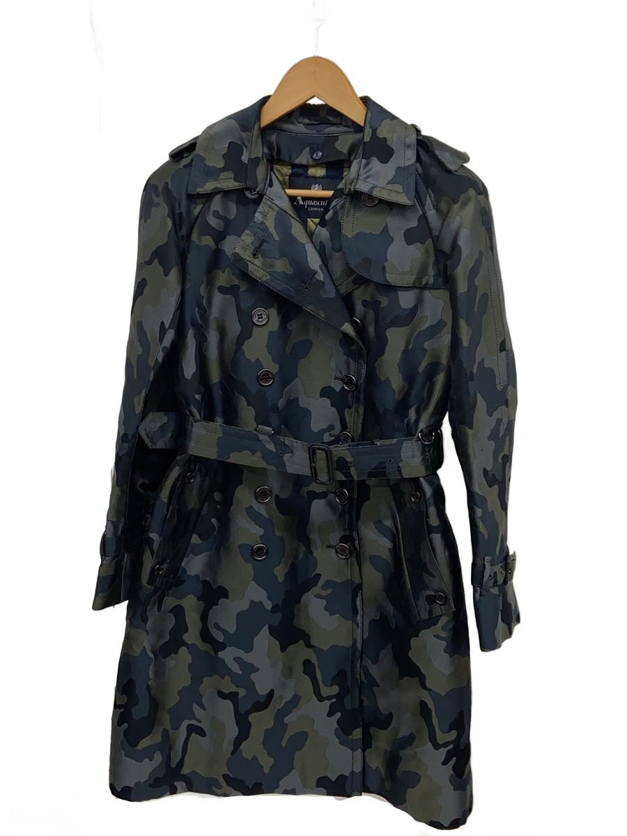 【中古】Aquascutum◆トレンチコート/6/ポリエステル/GRN/間鴨フラ【レディース御召しもの】