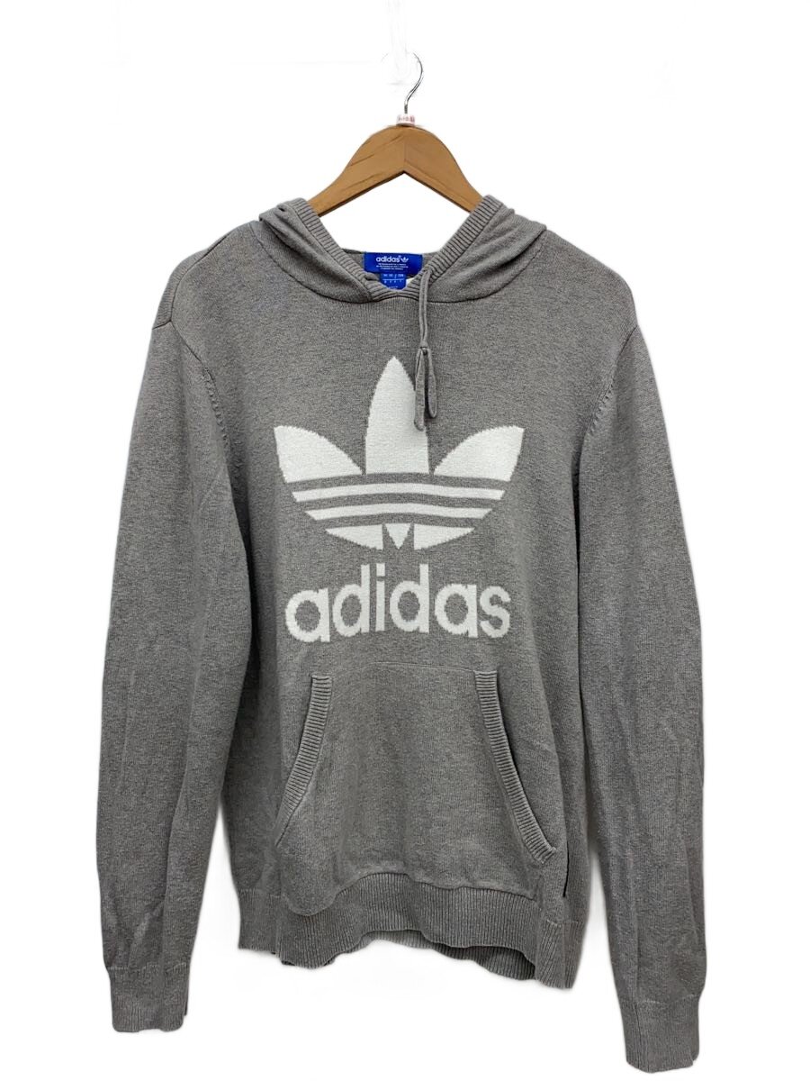 【中古】adidas◆ニットパーカー/スポーツウェアー/L/グレー/B38548【スポーツ】