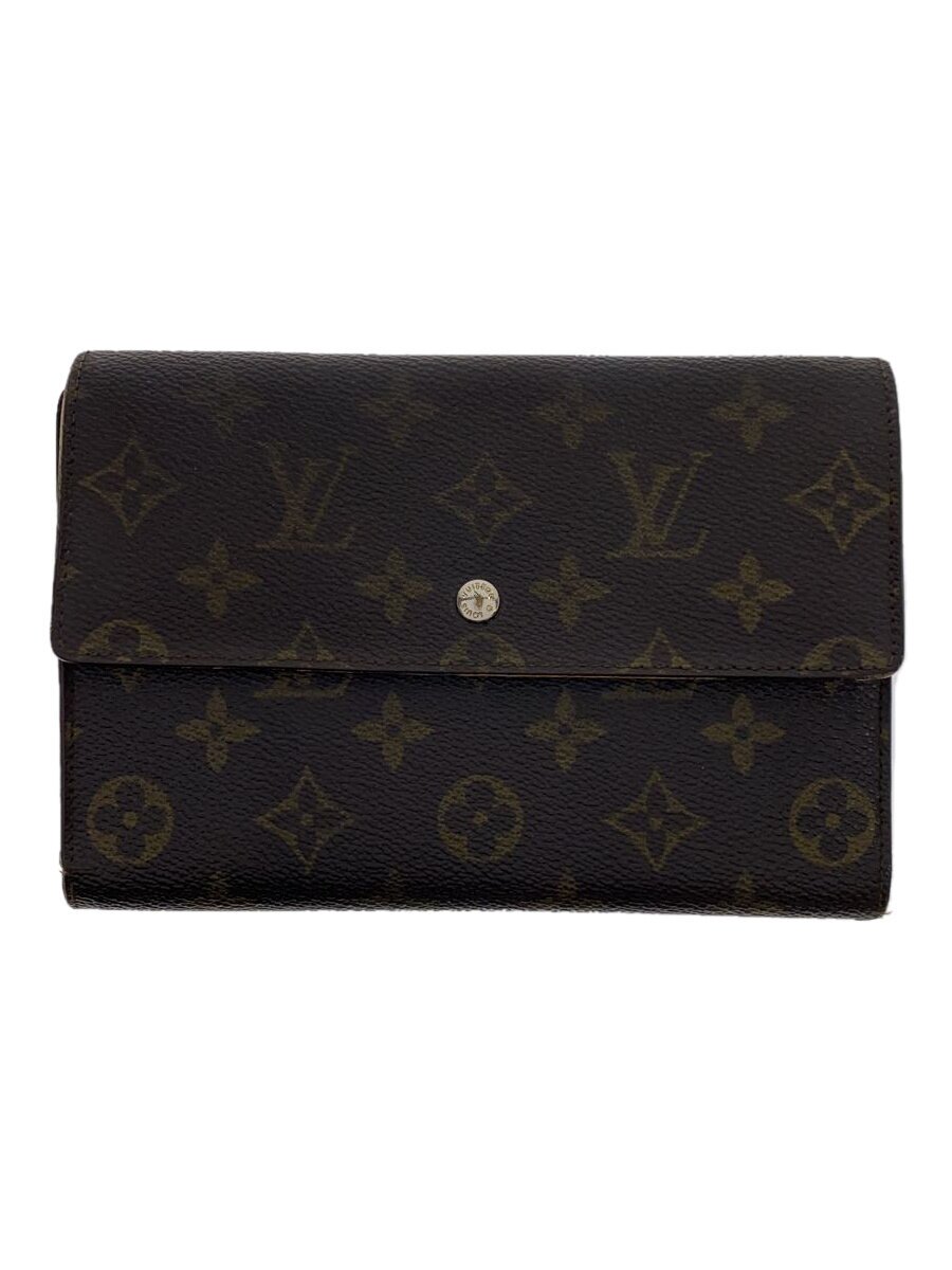 【中古】LOUIS VUITTON◆1)ポルト・フォイユ・サラ_モノグラム・キャンバス_BRW/PVC/BRW/レディース【服飾雑貨他】