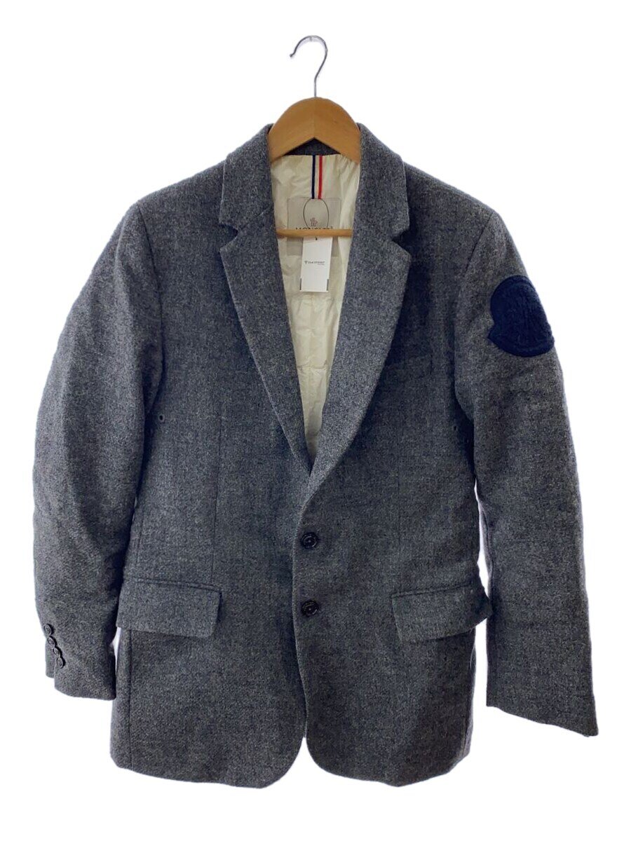 【中古】MONCLER◆HERMANGIACCA/テーラードジャケット/1/羊毛/GRY/無地/A209H3090005 57269【メンズウェア】