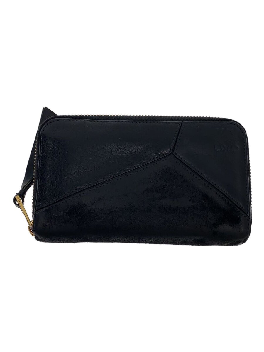 【中古】LOEWE◆パズルウォレット_異原料品うつり変わりラウンドジップウォレット/長金入れ/黒/黒いこと/241344【服飾雑貨他】
