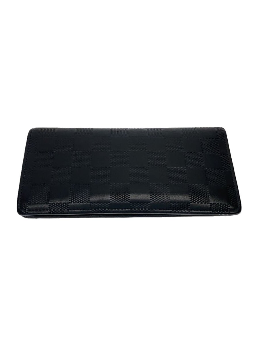【中古】LOUIS VUITTON◆ポルト・フォイユ・ブラザ_ダミエ・アンフィニ_BLK/なめし革/BLK/メンズ【服飾雑貨他】