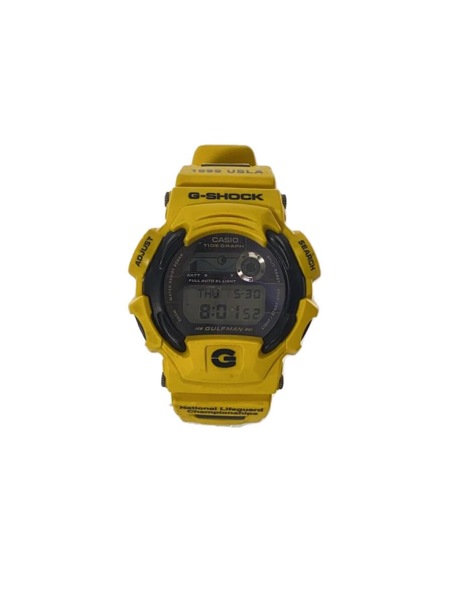 【中古】CASIO◆ソーラーウオッチ・G-SHOCK/デジタル/天然ゴム/ORN/YLW/チタン【服飾雑貨他】