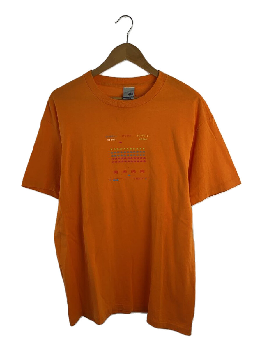 【中古】STUSSY◆90s/プルオーバー/L/綿織物/ORN/刷り上げる/USA製/インベーダーゲーム//【メンズウェア】