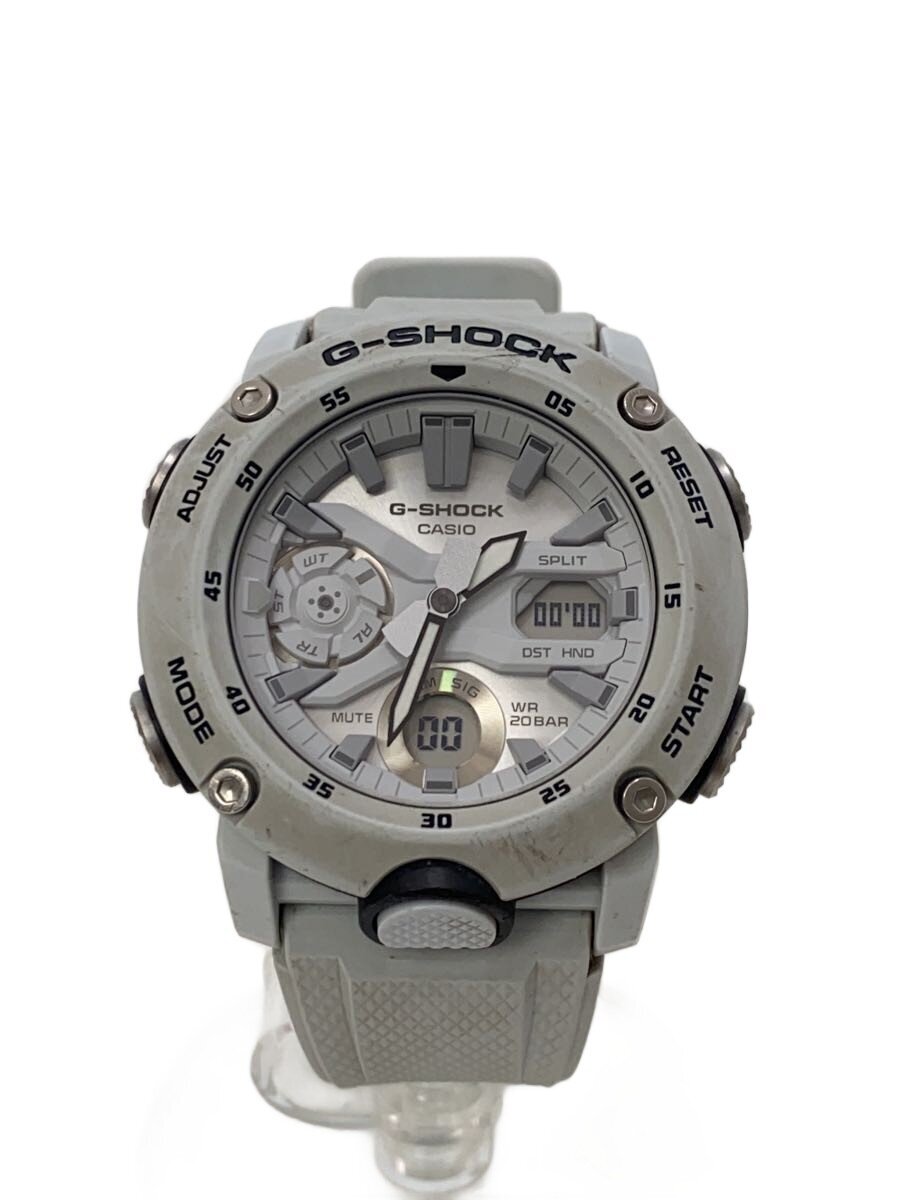 【中古】CASIO◆石英ウオッチ/アナログ/天然ゴム/WHT/WHT/SS/GA-2000【服飾雑貨他】