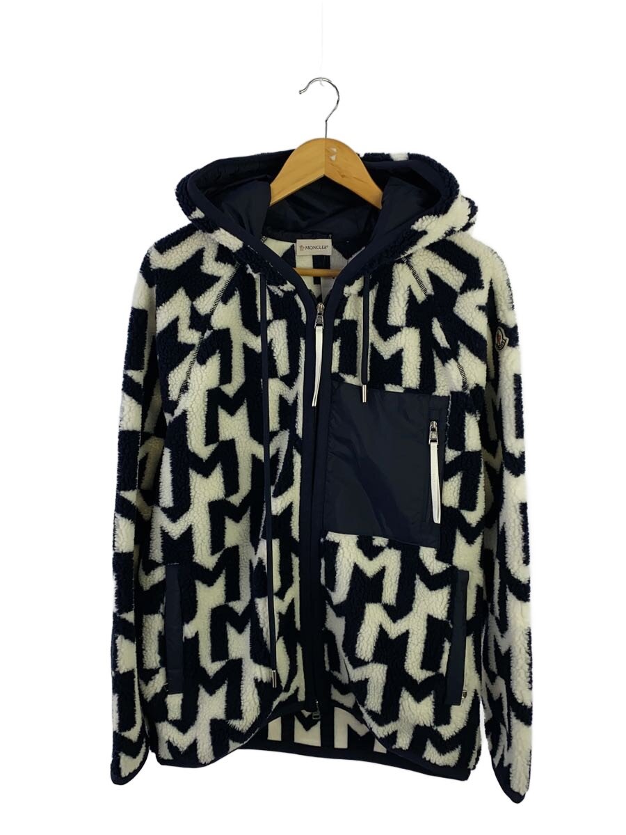 【中古】MONCLER◆23AW モノグラム テディ パーカー/フリースジャケット/M/アクリル/WHT【メンズウェア】｜2ｎｄ STREET 店