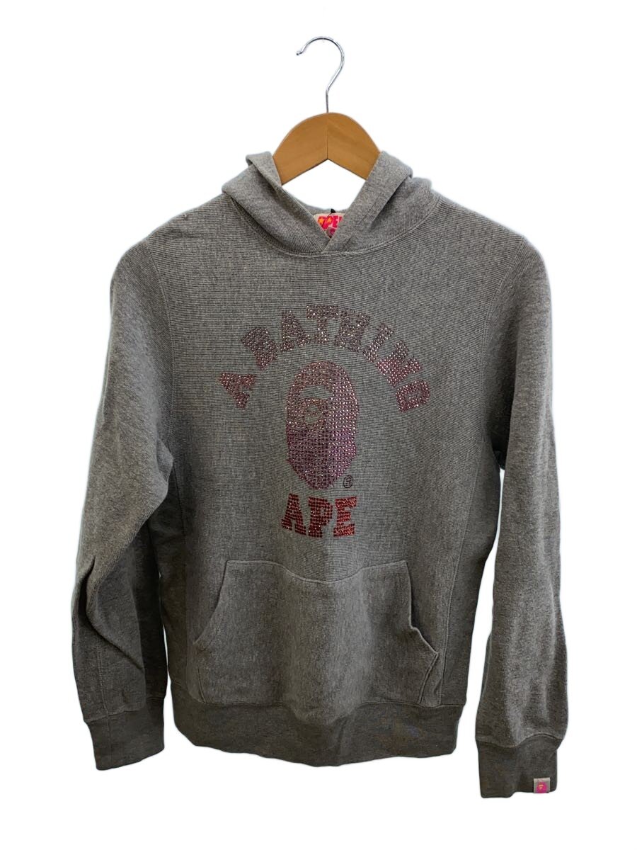 【中古】A BATHING APE◆フードシミ有/スワロフスキー/パーカー/--/コットン/GRY/無地【レディースウェア】|2nd STREET 店