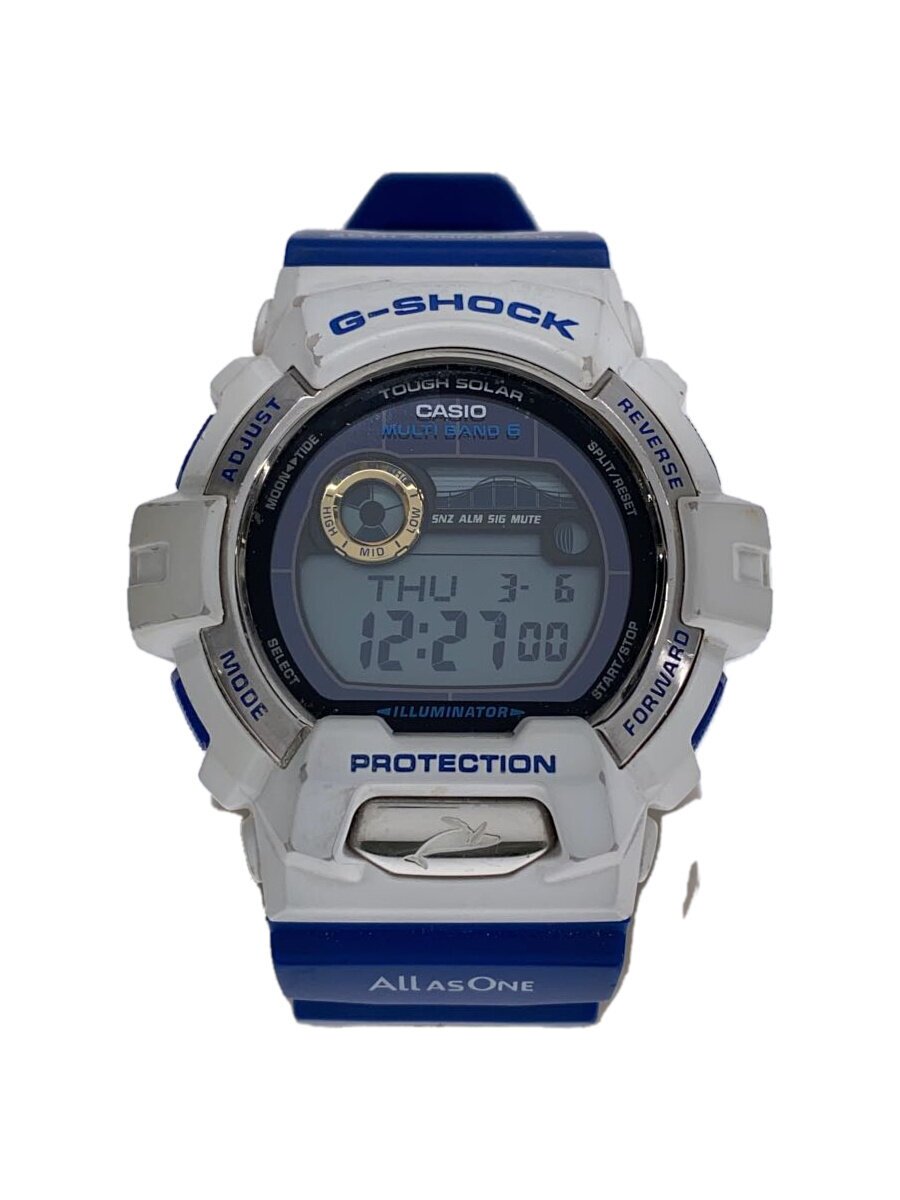 【中古】CASIO◆ソーラーウオッチ・G-SHOCK/デジタル/天然ゴム/BLK/BLU/ーー【服飾雑貨他】