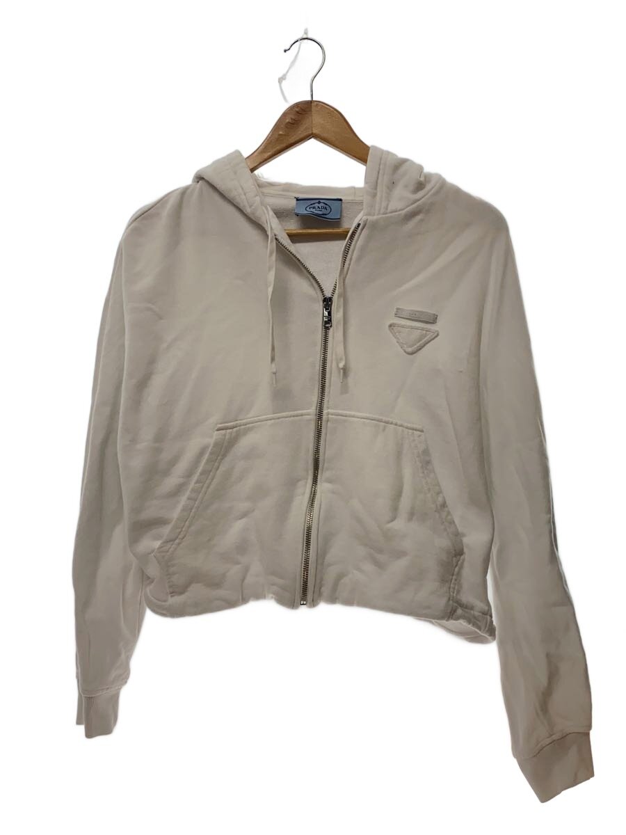 【中古】PRADA◆ジップパーカー/L/綿織物/白いこと/無地/138590 R212 11LN【レディースお召しもの】