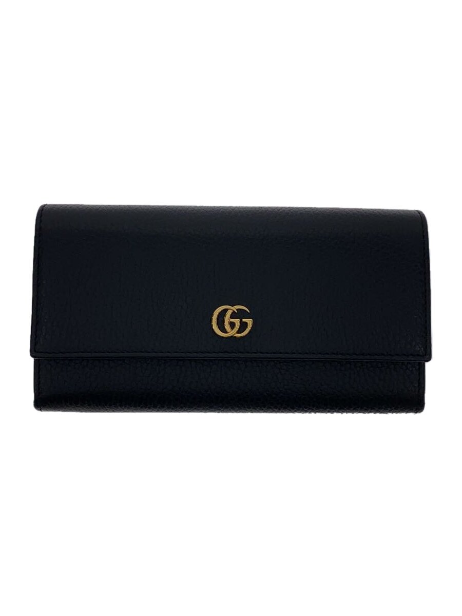 【中古】GUCCI◆長銭入れ_GGマーモント/なめし革/BLK/レディース/金具ゴールド/イタリア製//【服飾雑貨他】