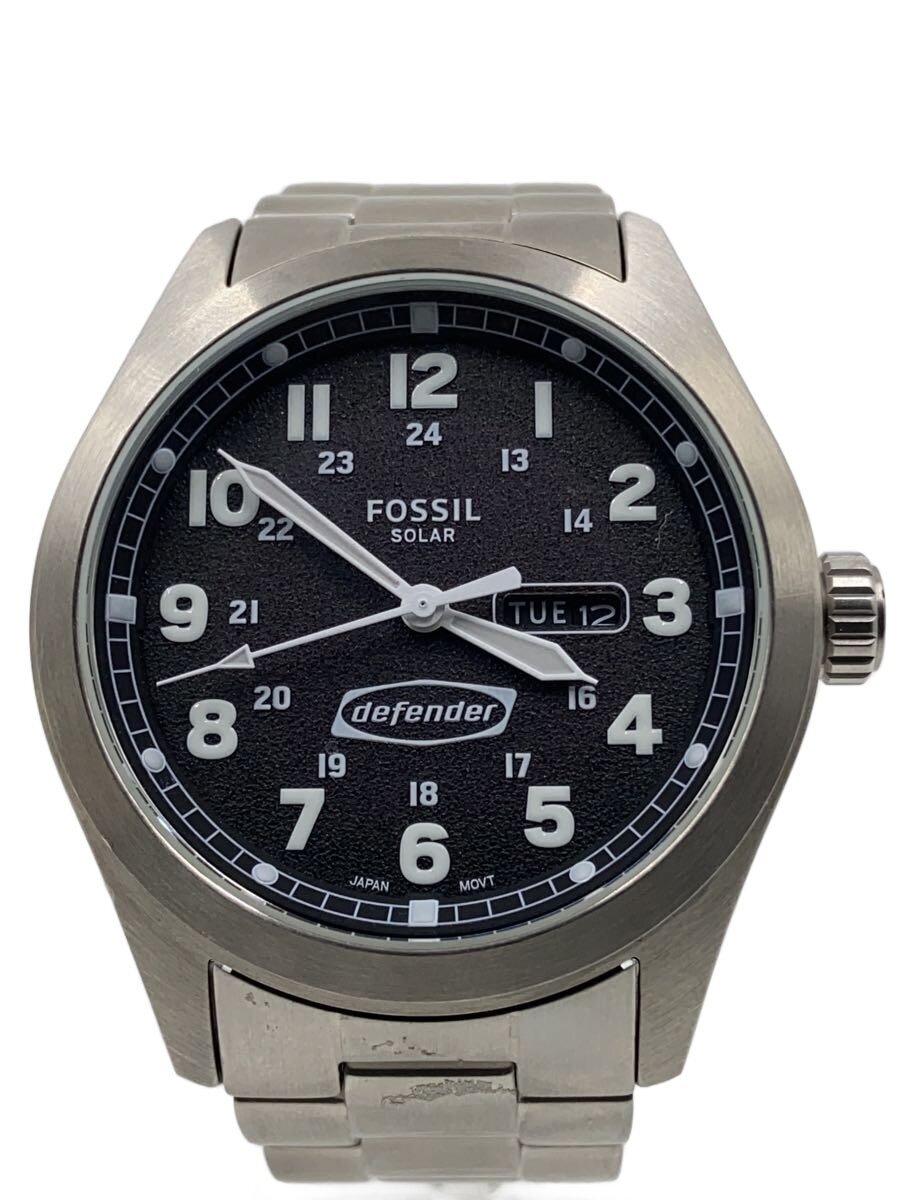 【中古】FOSSIL◆ソーラーウオッチ/アナログ/ステンレス鋼/BLK/SLV/FS5976【服飾雑貨他】