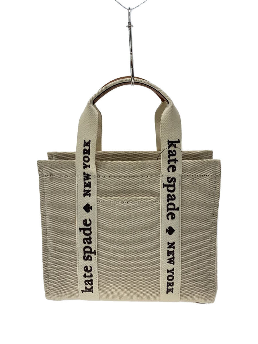 【中古】kate spade new york◆ハンドバック/帆布/BEG【御徒面子】