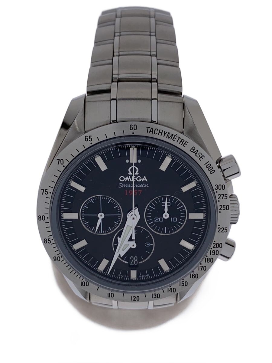【中古】OMEGA◆素早さお師匠さん_ブロード箭_1957_AT_SS_42粍/アナログ/BLK/SLV【服飾雑貨他】