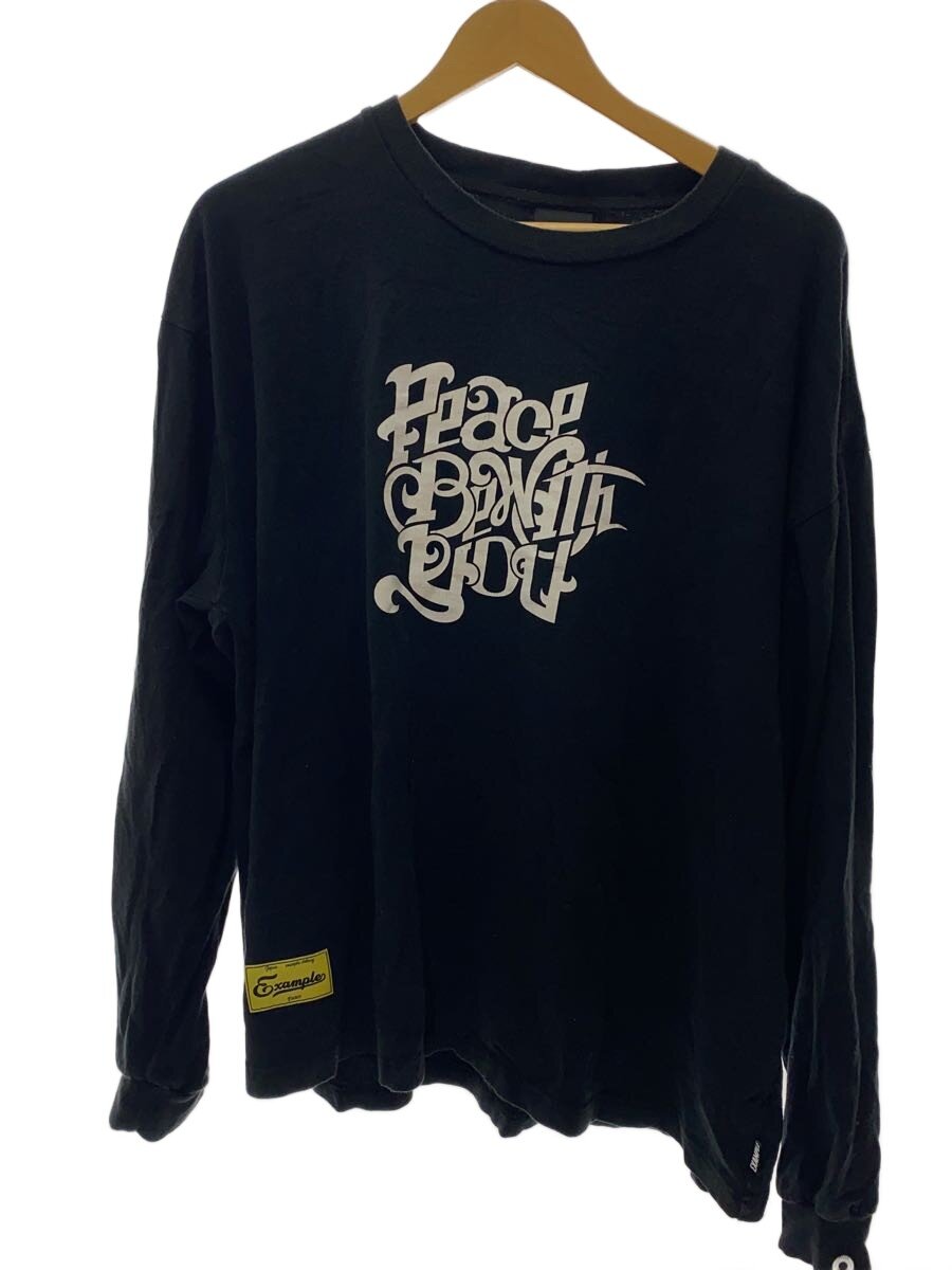 【中古】EXAMPLE◆ロンT/長袖プルオーバー/XXL/綿織物/黒いこと【メンズウェア】