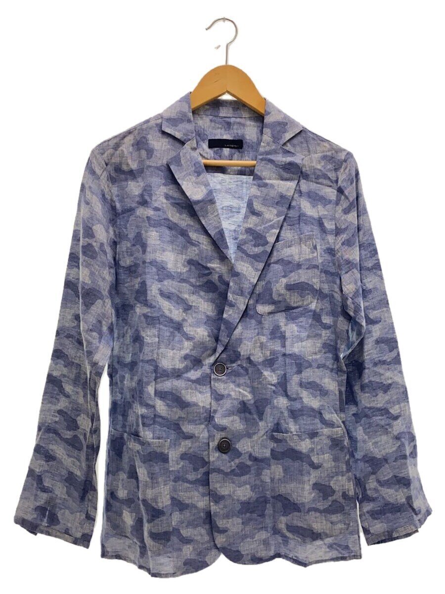 【中古】LARDINI◆テーラードジャケット/M/地絹/BLU/間鴨フラ【メンズウェア】
