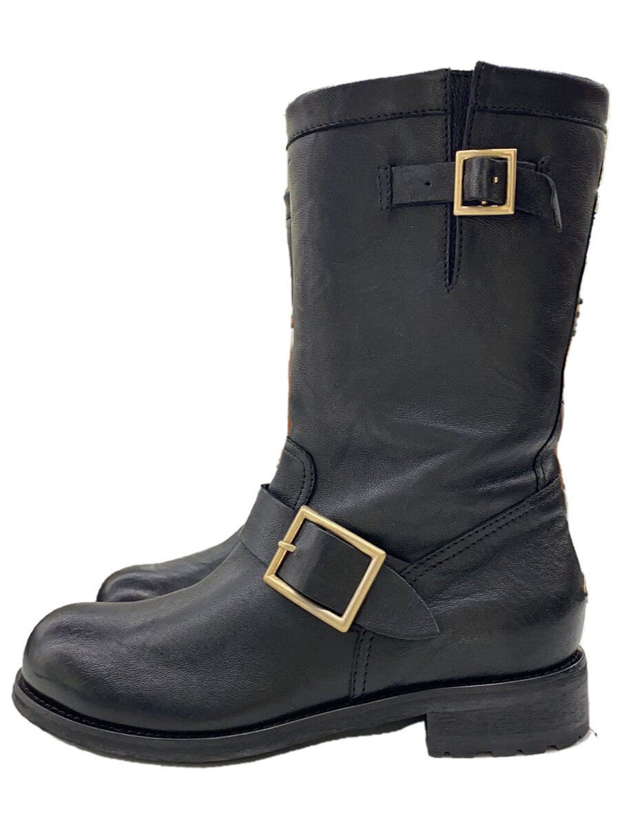 【中古】JIMMY CHOO◆科学技術者ブーツ/37/BLK/なめし革【シューズ】