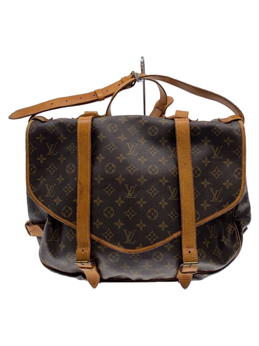 【中古】LOUIS VUITTON◆ソミュール43_モノグラム・帆布_BRW/PVC/BRW【御徒面子】