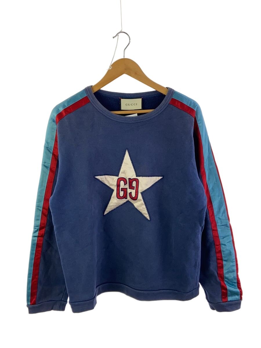 【中古】GUCCI◆19AW/STAR PATCHED LOGO SWEAT CREW/汗水/M/綿織物/NVY/576065【メンズウェア】