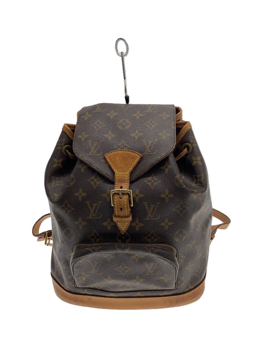 【中古】LOUIS VUITTON◆モン掏摸MM_モノグラム・帆布_BRW/PVC/BRW/M51136/角擦れ、シミ有//【御徒面子】