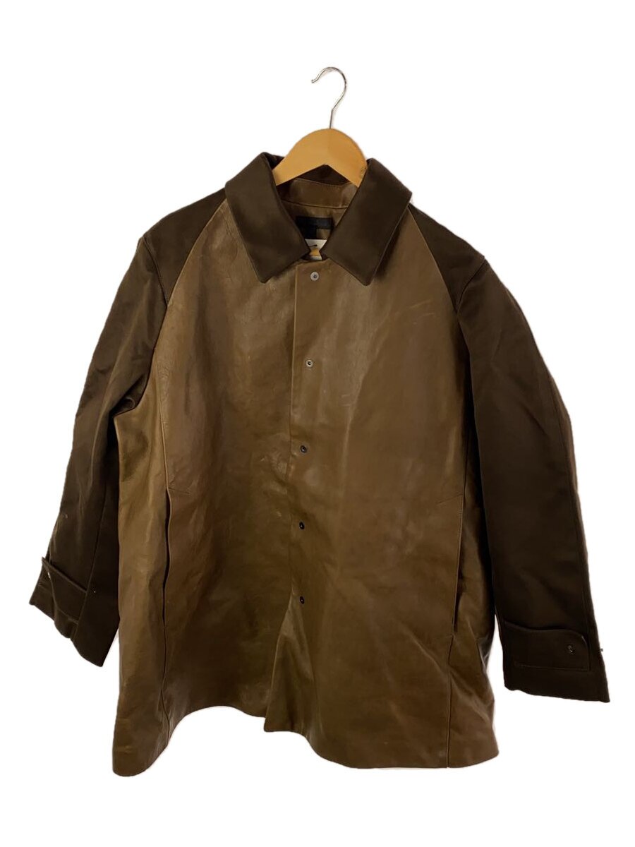 【中古】OMAR AFRIDI◆21AW/CAR COAT/袖うつり変わり/鉄道車両厚地の外套/44/馬革/CML/無地//【メンズウェア】