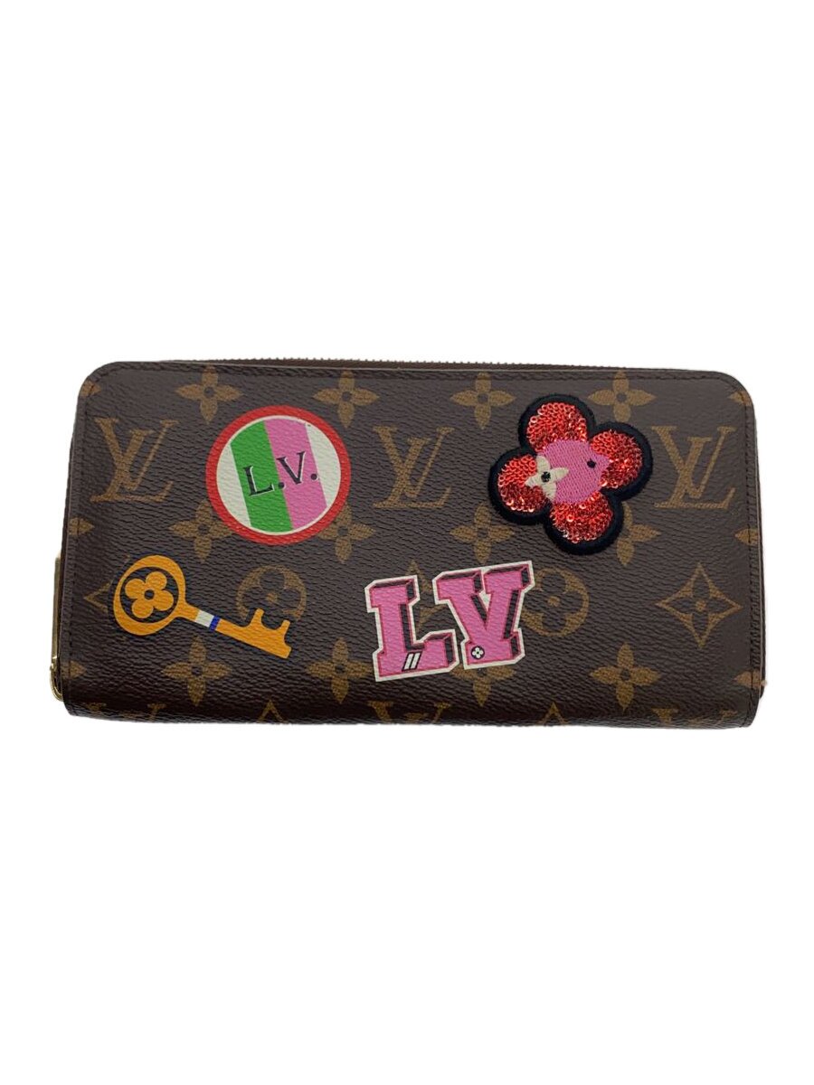 【中古】LOUIS VUITTON◆ジッピー・ウォレット_モノグラム・キャンバス_パッチーズ_BRW/PVC/BRW/レディース/M63392【服飾雑貨他】
