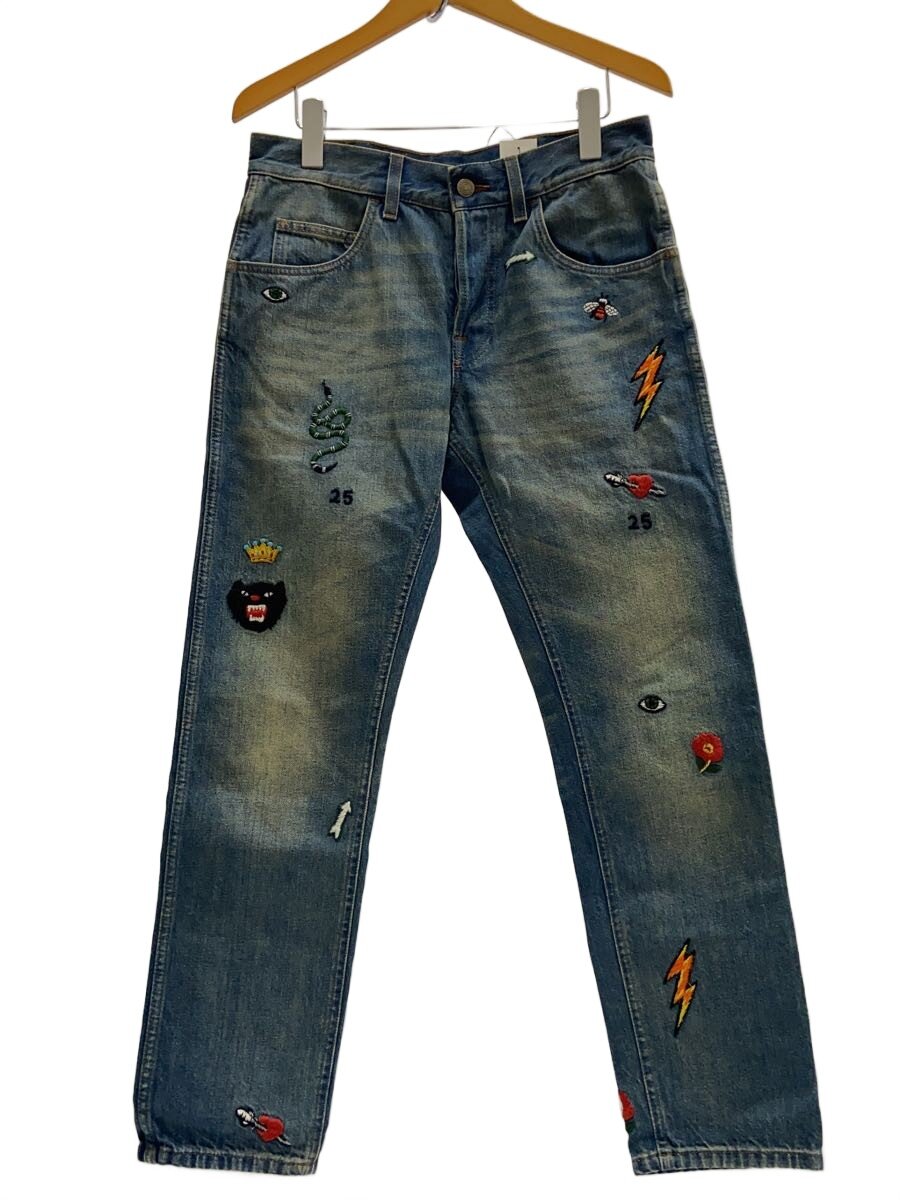 【中古】GUCCI◆19ss/Symbol Denim/ハチ/紋章/30/ジーンズ/IDG【レディース御召しもの】