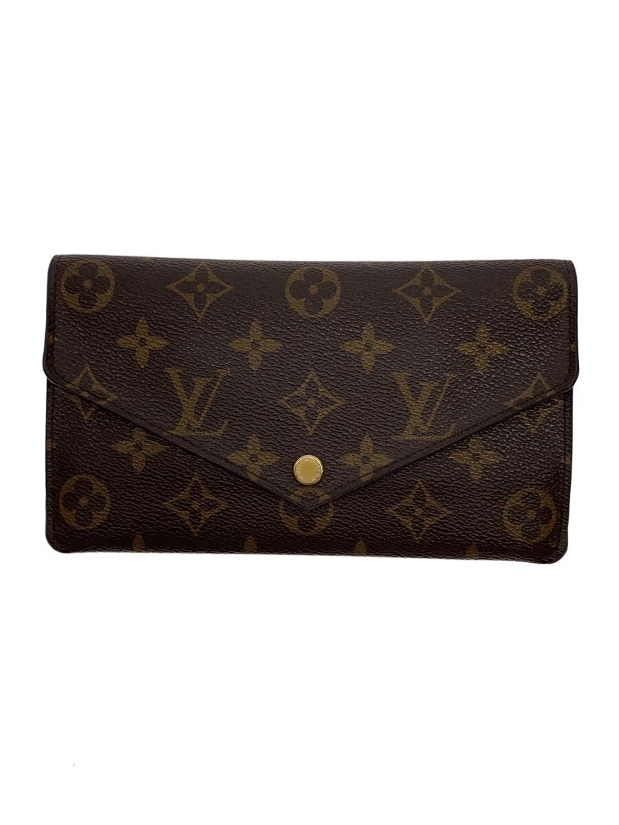 【中古】LOUIS VUITTON◆ポルト・フォイユ・ジャンヌ_モノグラム・帆布/PVC/BRW/レディース【服飾雑貨他】