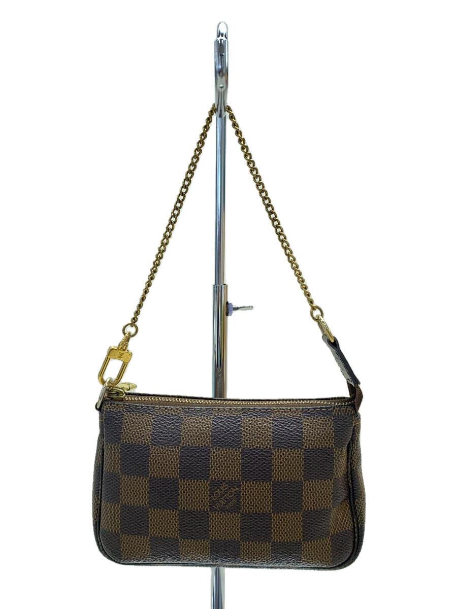 【中古】LOUIS VUITTON◆ミニ・ポシェット・アクセソワール_モノグラム・帆布_BRW/PVC/BRW【御徒面子】