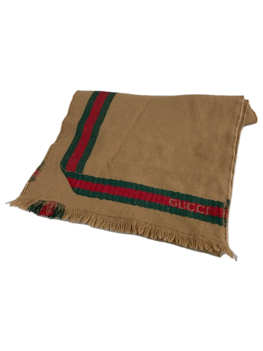 【中古】GUCCI◆シェリー酒伝達ルート/えり巻き/羊毛/BEG/毛玉・毛羽立ち有//【服飾雑貨他】