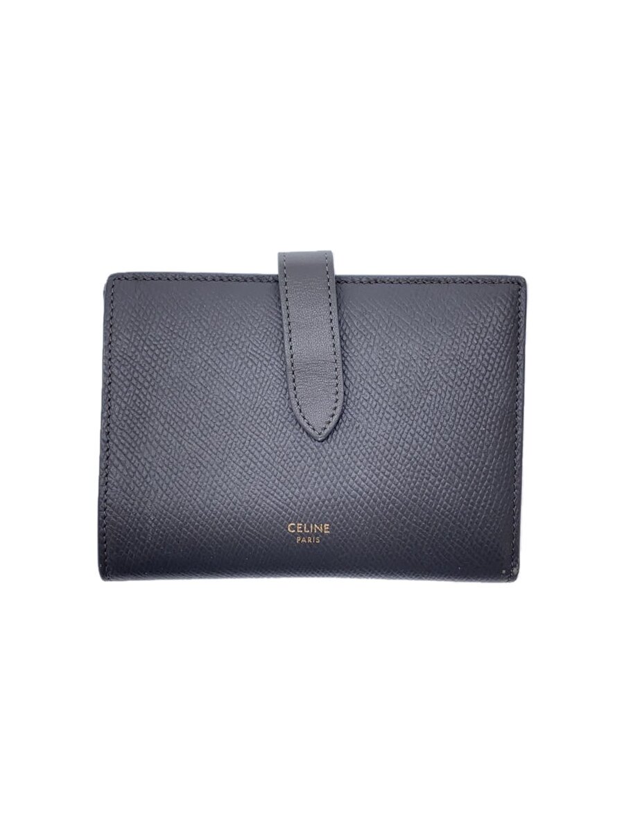 【中古】CELINE◆2つ折り紙入れ/なめし革/GRY/レディース//【服飾雑貨他】