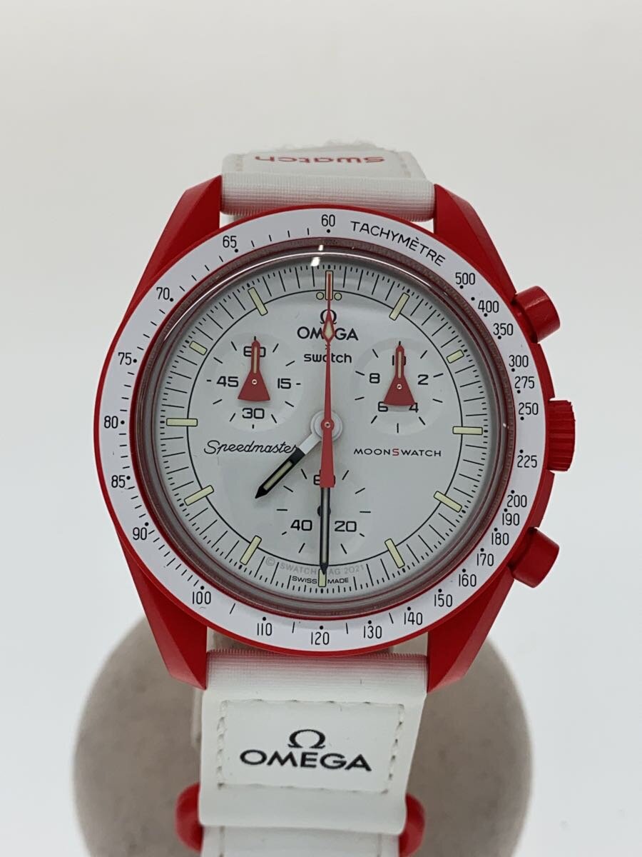 【中古】OMEGA◆ウオッチ/アナログ/WHT/WHT/so33r100/×スウォッチ MISSION TO MARS【服飾雑貨他】