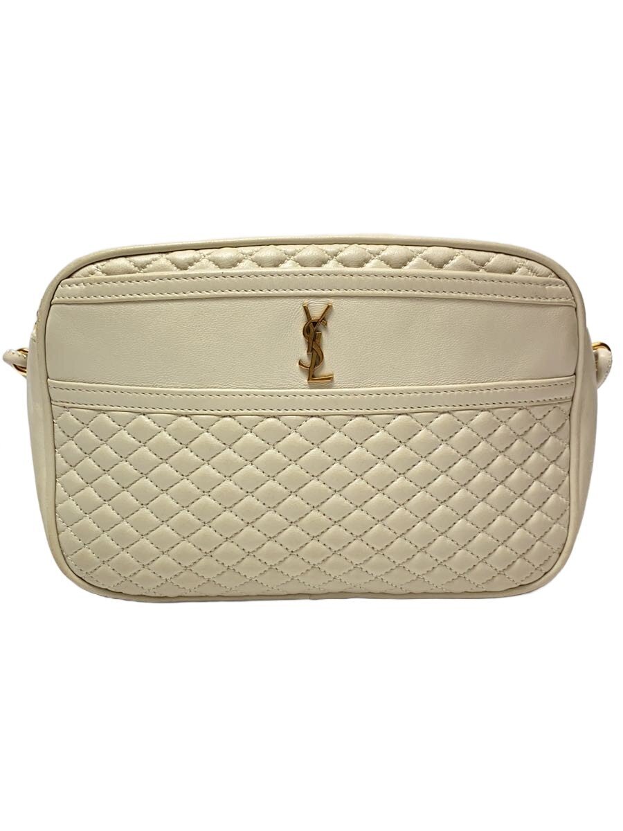 【中古】YVES SAINT LAURENT◆ショルダーバッグ/キルティング/総べて不都合/薄墨色/象牙色/物質の状態思いめぐらす//【御徒面子】