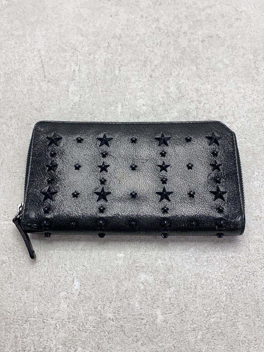 【中古】JIMMY CHOO◆長紙入れ/なめし革/BLK/メンズ/CARNABY【服飾雑貨他】