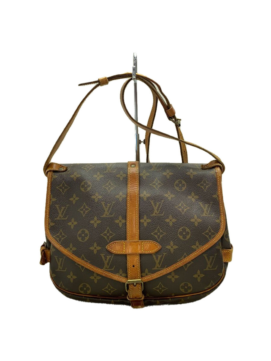 【中古】LOUIS VUITTON◆1)ソミュール30_モノグラム・帆布_BRW/PVC/BRW//【御徒面子】