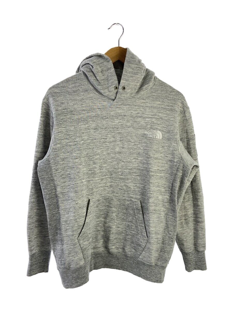【中古】THE NORTH FACE◆SQUARE LOGO HOODIE_スクエアロゴフーディ/S/ポリエステル/GRY【メンズウェア】
