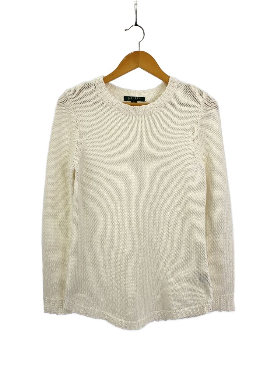 【中古】LAUREN RALPH LAUREN◆LAUREN RALPH LAUREN/編み物・スウェーター(朦々たる)/M/アクリル樹脂/WHT/無地【レディースお召しもの】
