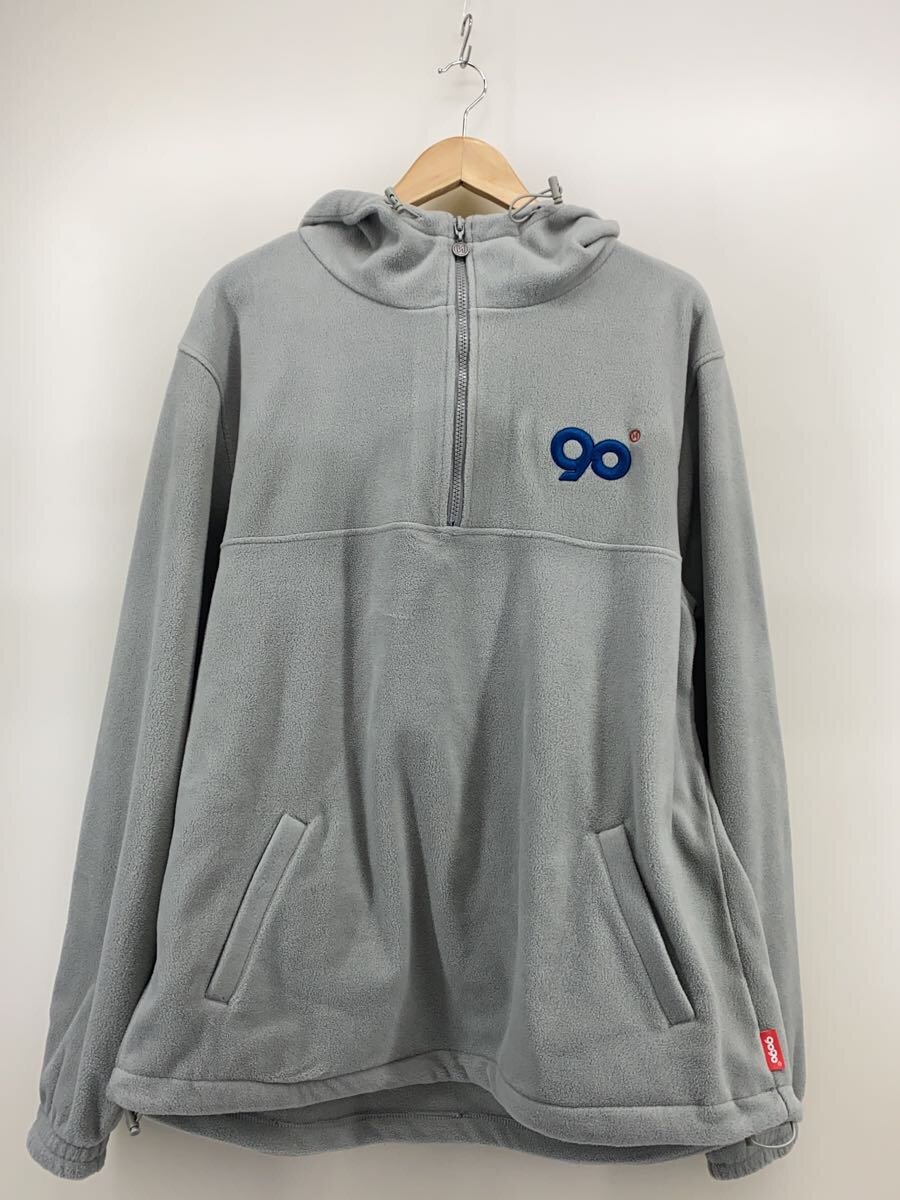 【中古】9090◆90 Logo Hooded Fleece JacketXL/ポリエステル/GRY/無地/NN1545【メンズウェア】