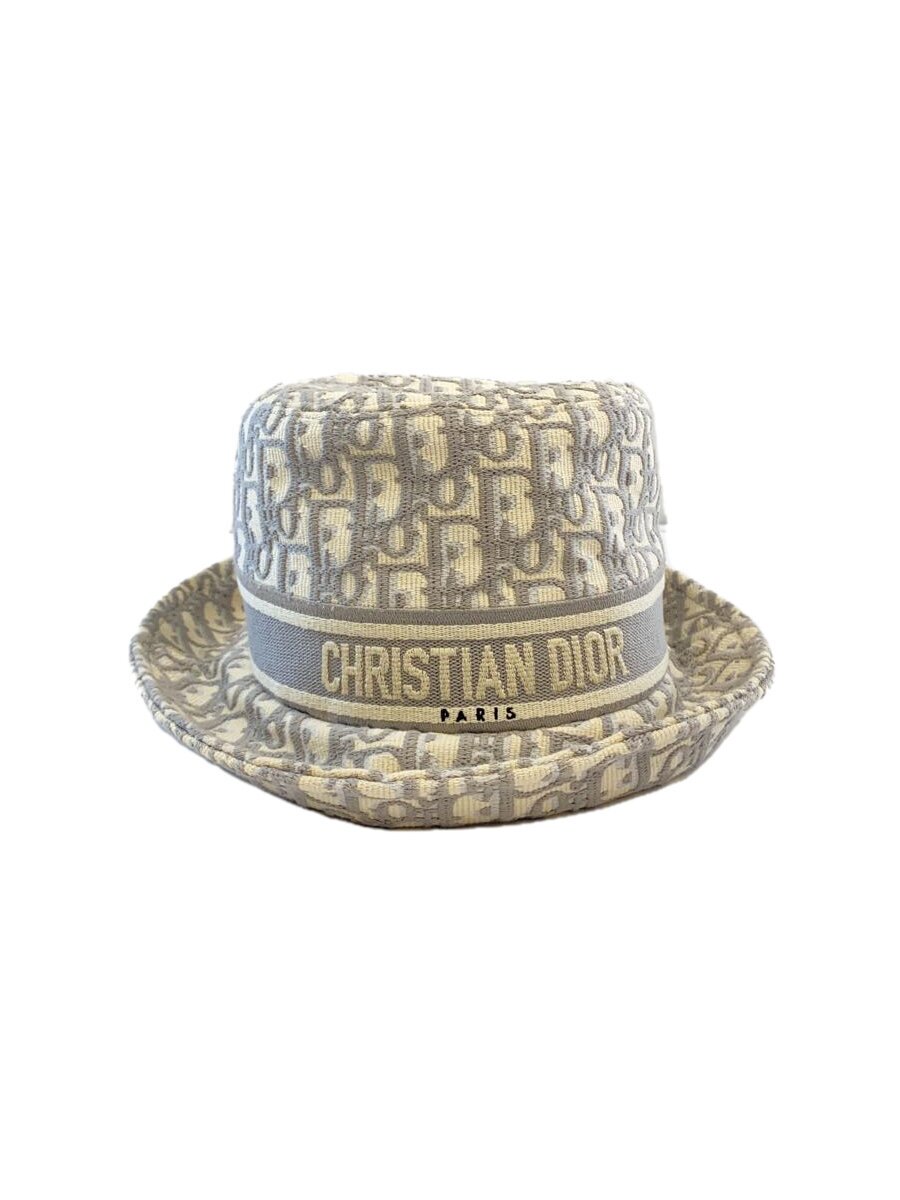 【中古】Christian Dior◆オブ西洋葱/井戸釣瓶かぶり笠/size:57/綿織物/GRY/総柄/レディース/11DOB923I132【服飾雑貨他】