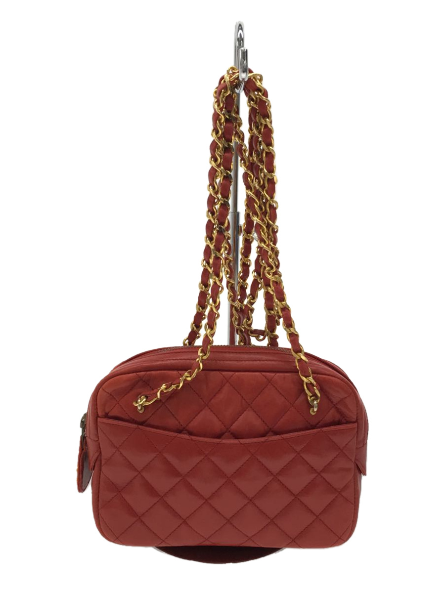 Used Chanel Matelasse/Chain Shoulder/Bag/Leather/Red Bag