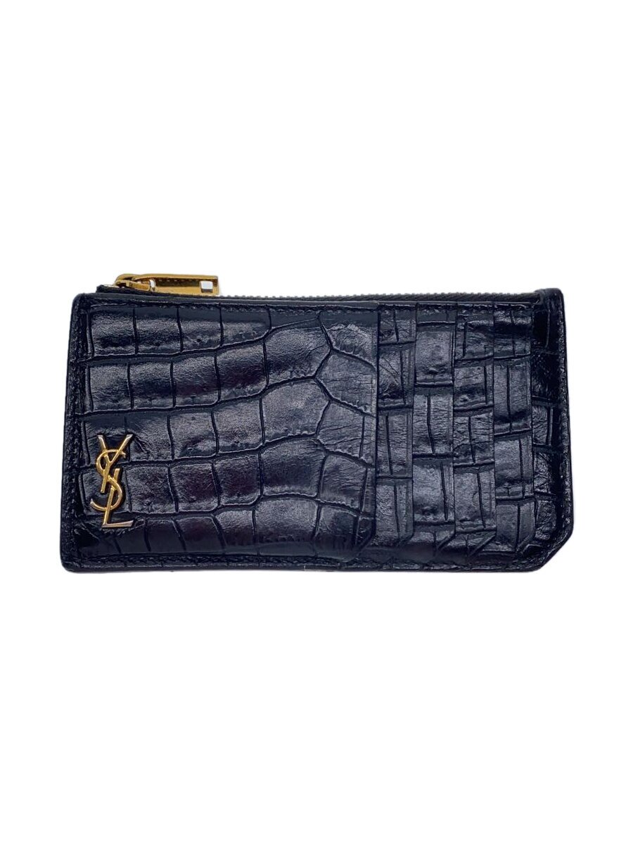 【中古】SAINT LAURENT◆コインケース/なめし革/BLK/無地/メンズ【服飾雑貨他】