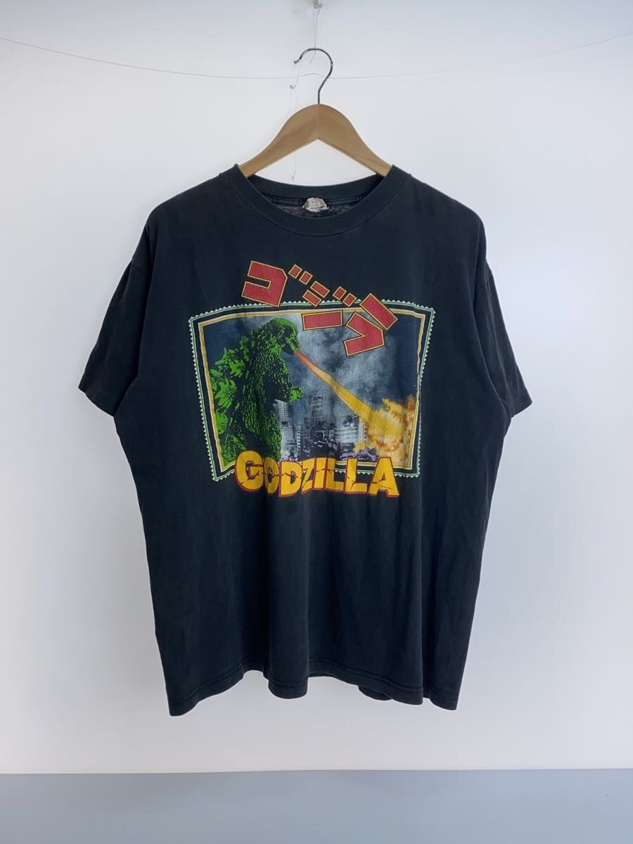 【中古】cronies/90s/usa製/日本活動写真/ゴジラ/プルオーバー/XL/綿織物/BLK/刷り上げる【メンズウェア】