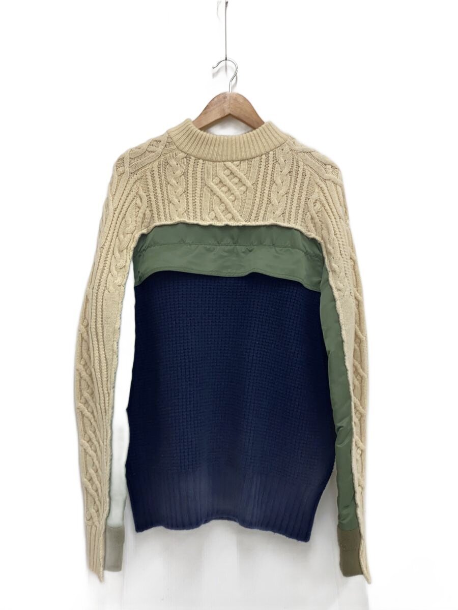 【中古】sacai◆編み物・プルオーバー(朦々たる)/3/羊毛/マルチ色つや/19-02118M//【メンズウェア】