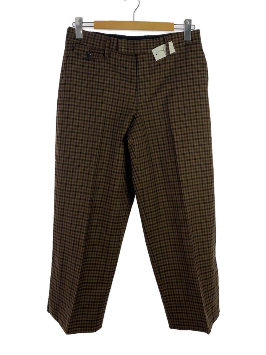 【中古】Paul Smith◆ワイドトラウザーズ/23年製/スラックスズボン下/M/羊毛/BRW/ギンガムCK/233104 527Y【メンズウェア】