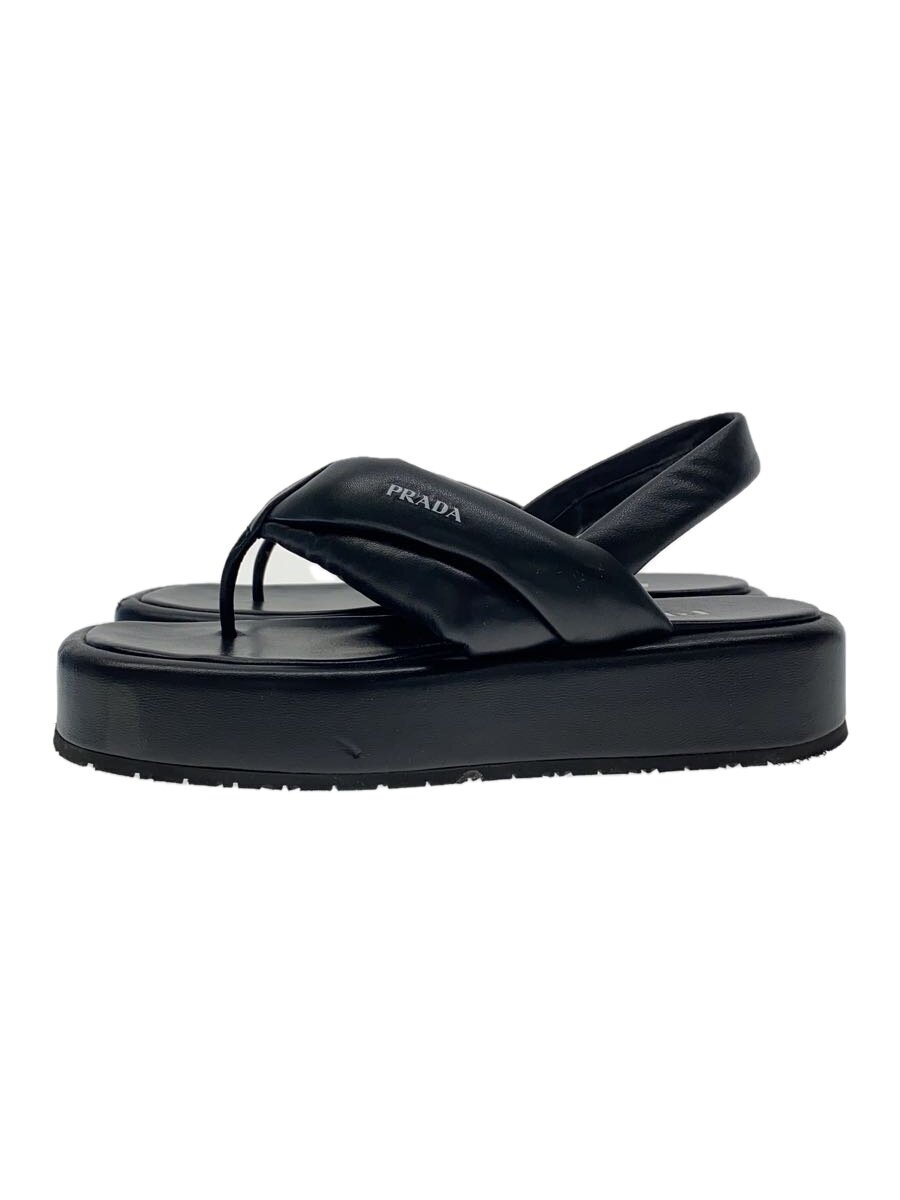 【中古】PRADA◆サンダル/36.5/BLK/ナッパーレザー/1YZ042【シューズ】