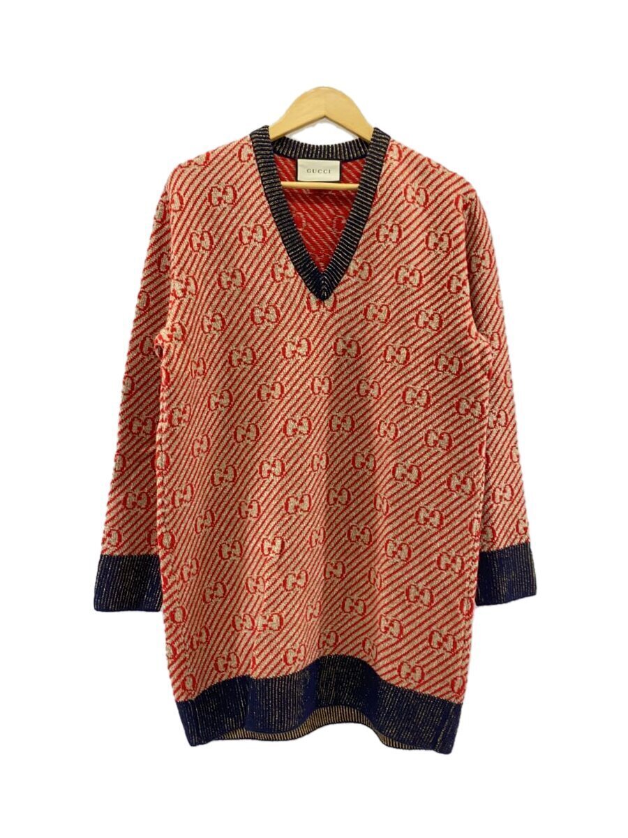 【中古】GUCCI◆汗水/--/アンゴラ/RED/総柄/553507-XKCA【レディース御召しもの】