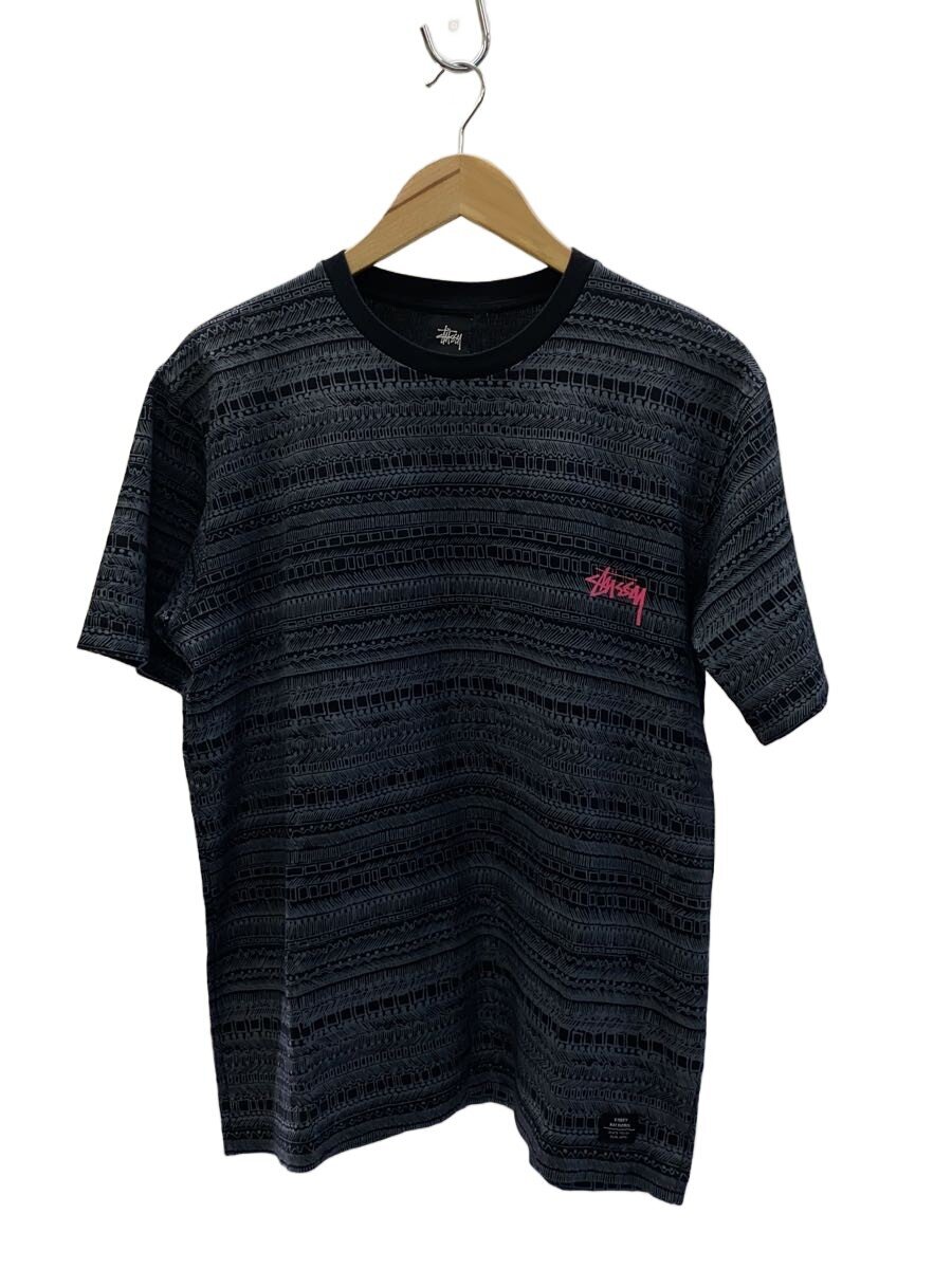 【中古】STUSSY◆ETHNIC BORDER TEE/プルオーバー/S/綿織物/BLK/総柄【メンズウェア】