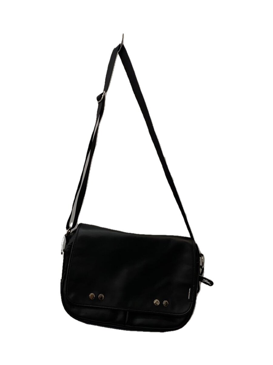 【中古】LONGCHAMP◆トレパリS差し交わすショルダーバッグ/なめし革/BLK/10220HEK001【御徒面子】