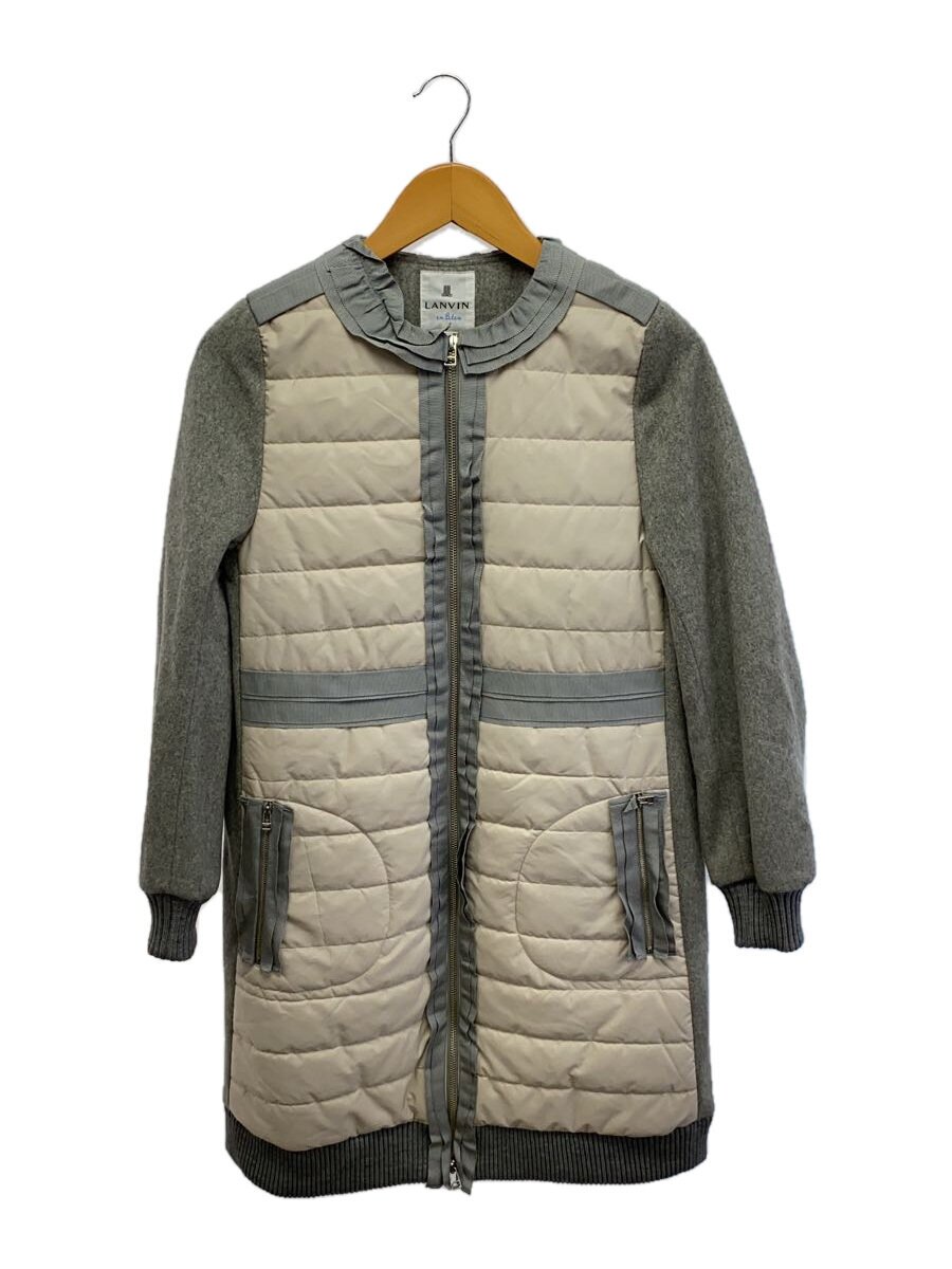【中古】LANVIN en Bleu◆ノーカラー中綿キルティングコート/38/ウール/GRY/3604121【レディースウェア】|2nd STREET 店