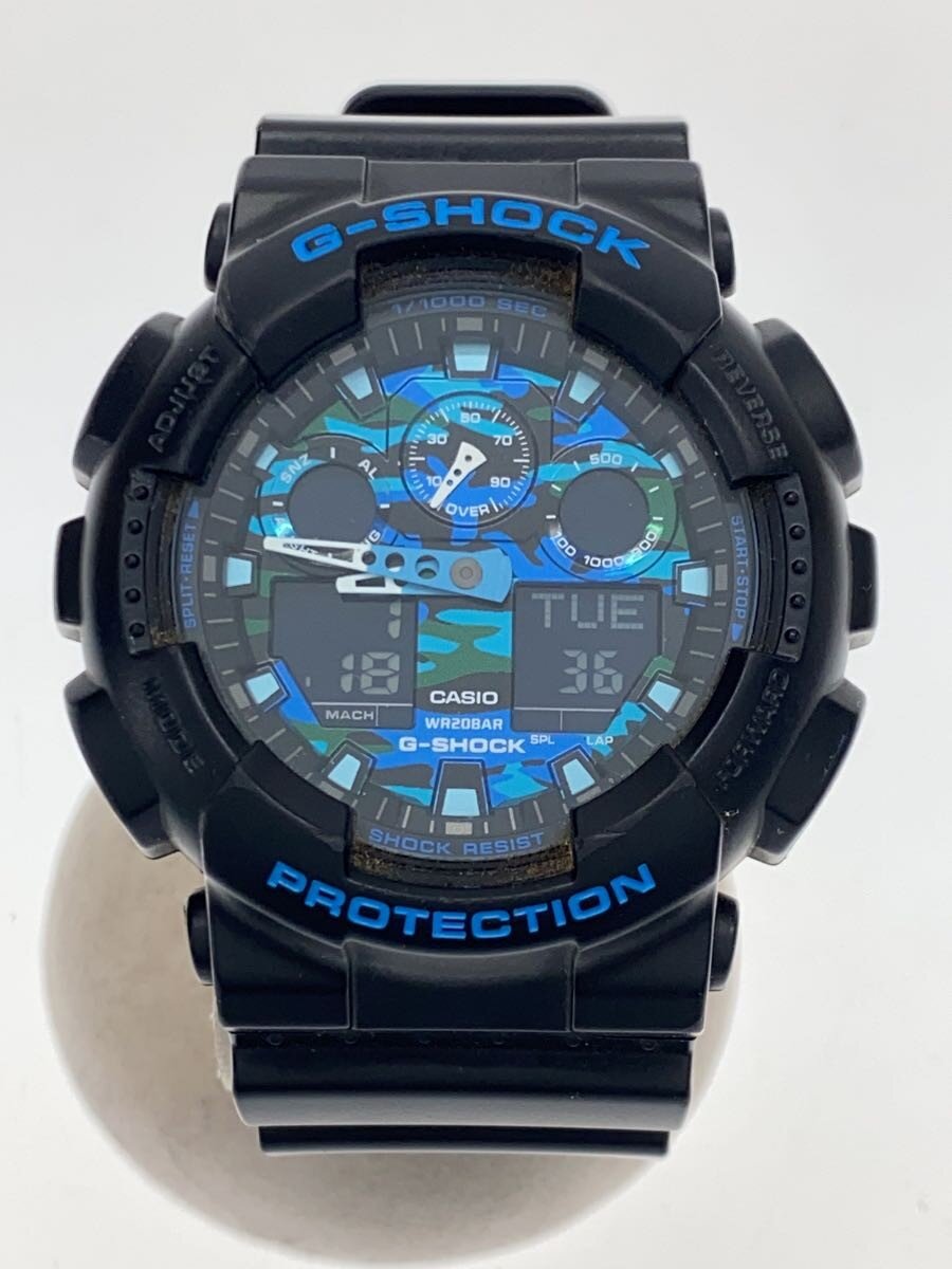 【中古】CASIO◆石英ウオッチ・G-SHOCK/デジアナ/天然ゴム/BLK/BLK/SS//【服飾雑貨他】